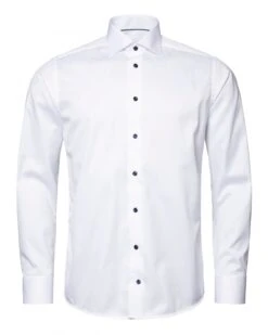 Eton Shirts Mens White Contrast Buttons Signature Twill Shirt
