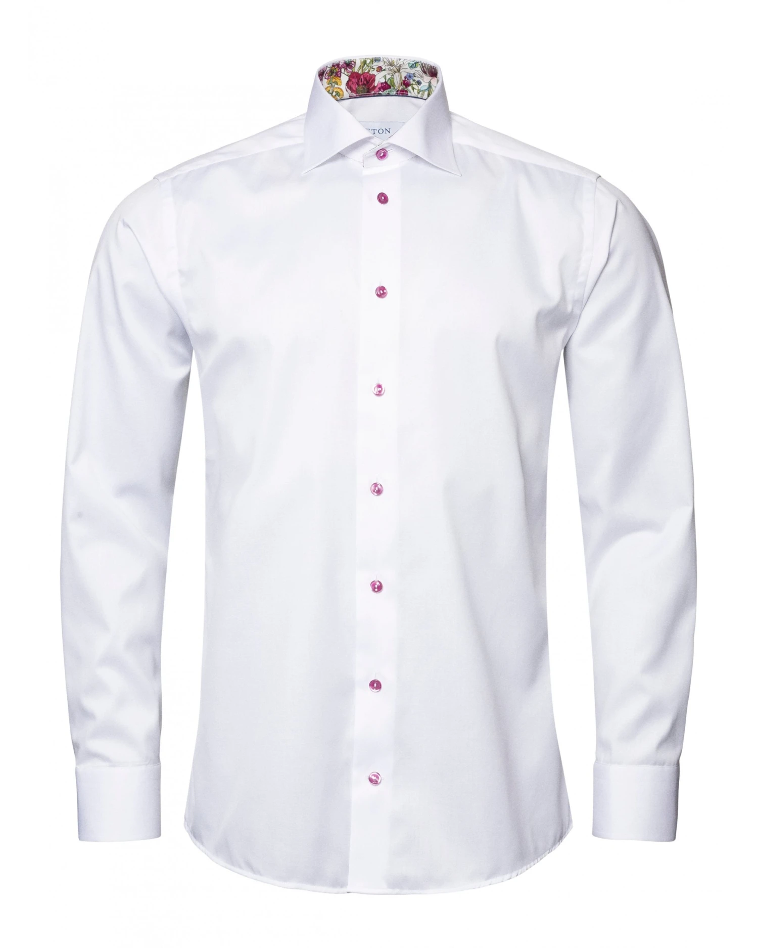 Eton Shirts Mens White Slim Fit Flower Pattern Trim Shirt 3 Eton Shirts Mens White Slim Fit Flower Pattern Trim Shirt