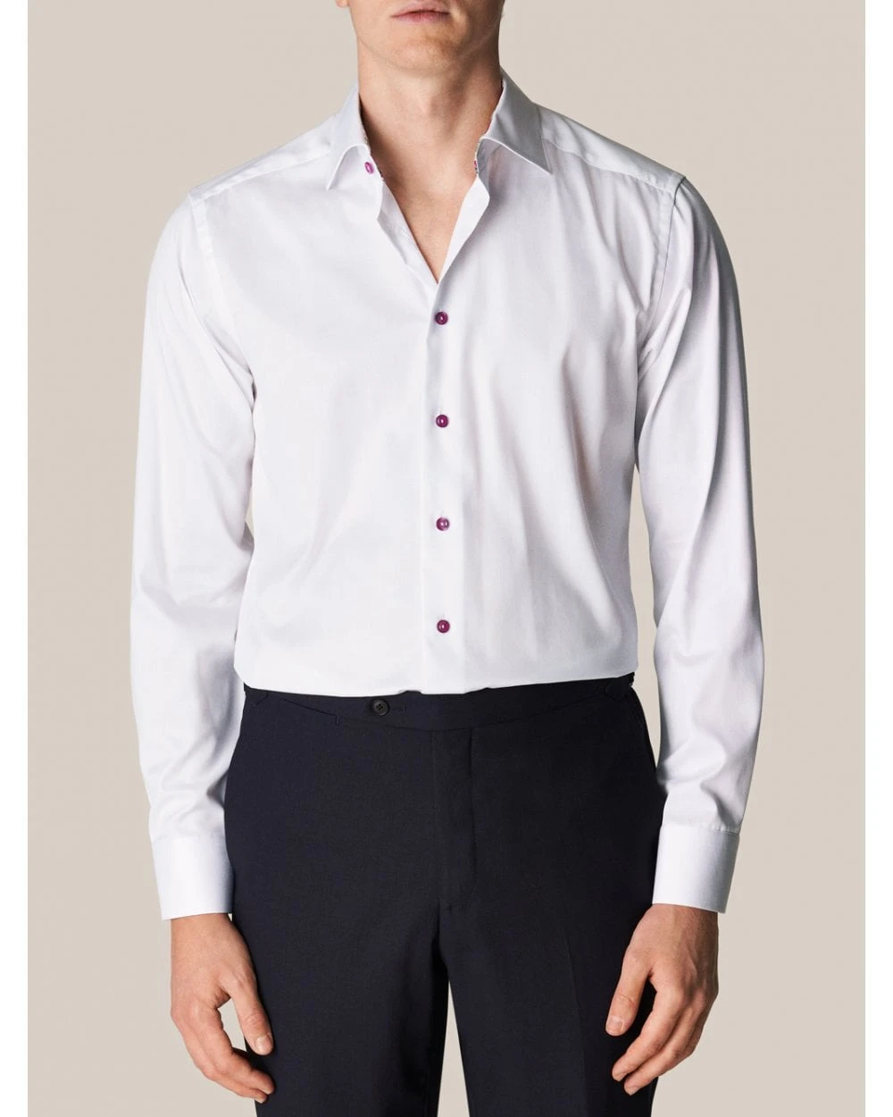 Eton Shirts Mens White Slim Fit Flower Pattern Trim Shirt 4 Eton Shirts Mens White Slim Fit Flower Pattern Trim Shirt - Image 2