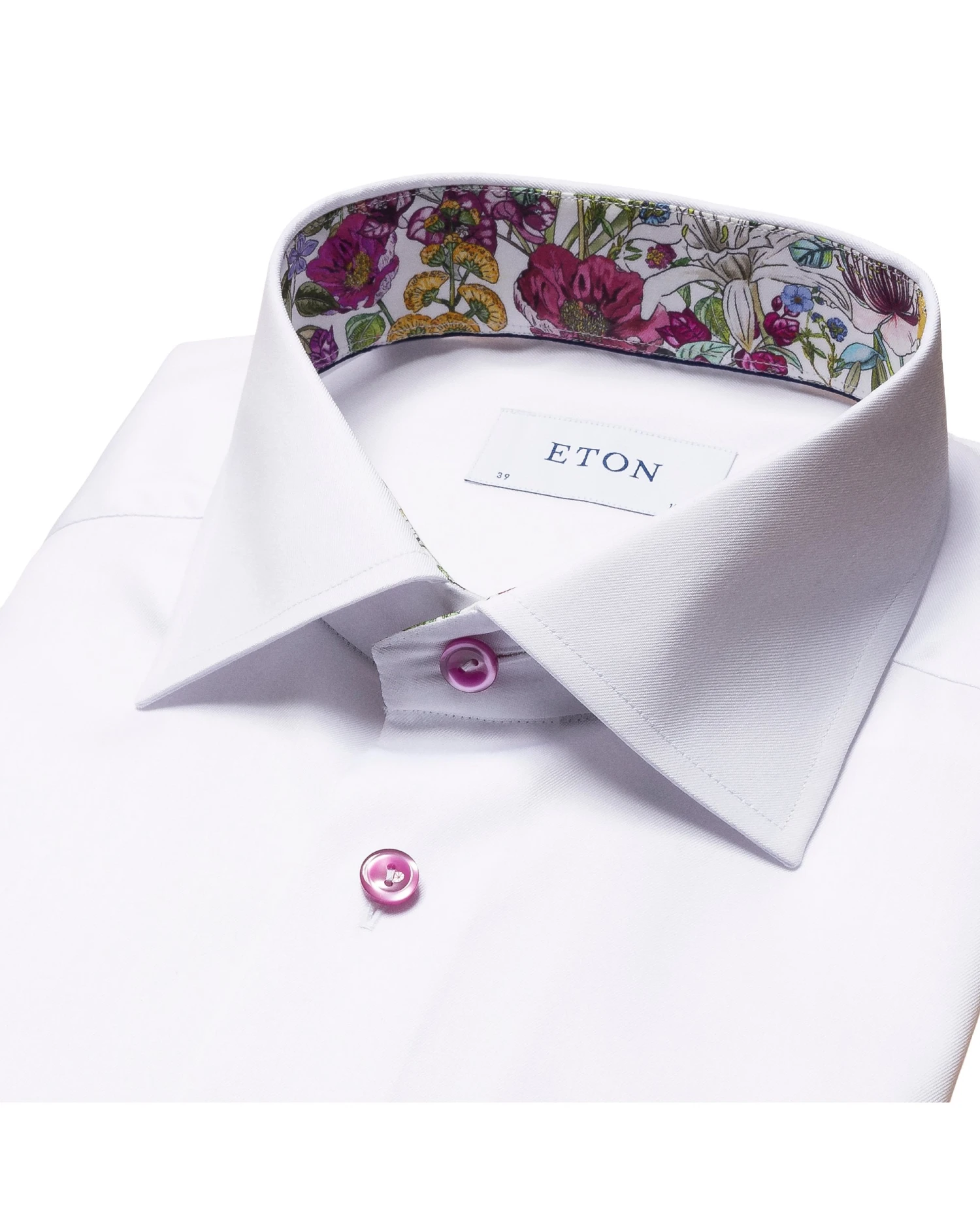 Eton Shirts Mens White Slim Fit Flower Pattern Trim Shirt 9 Eton Shirts Mens White Slim Fit Flower Pattern Trim Shirt - Image 7