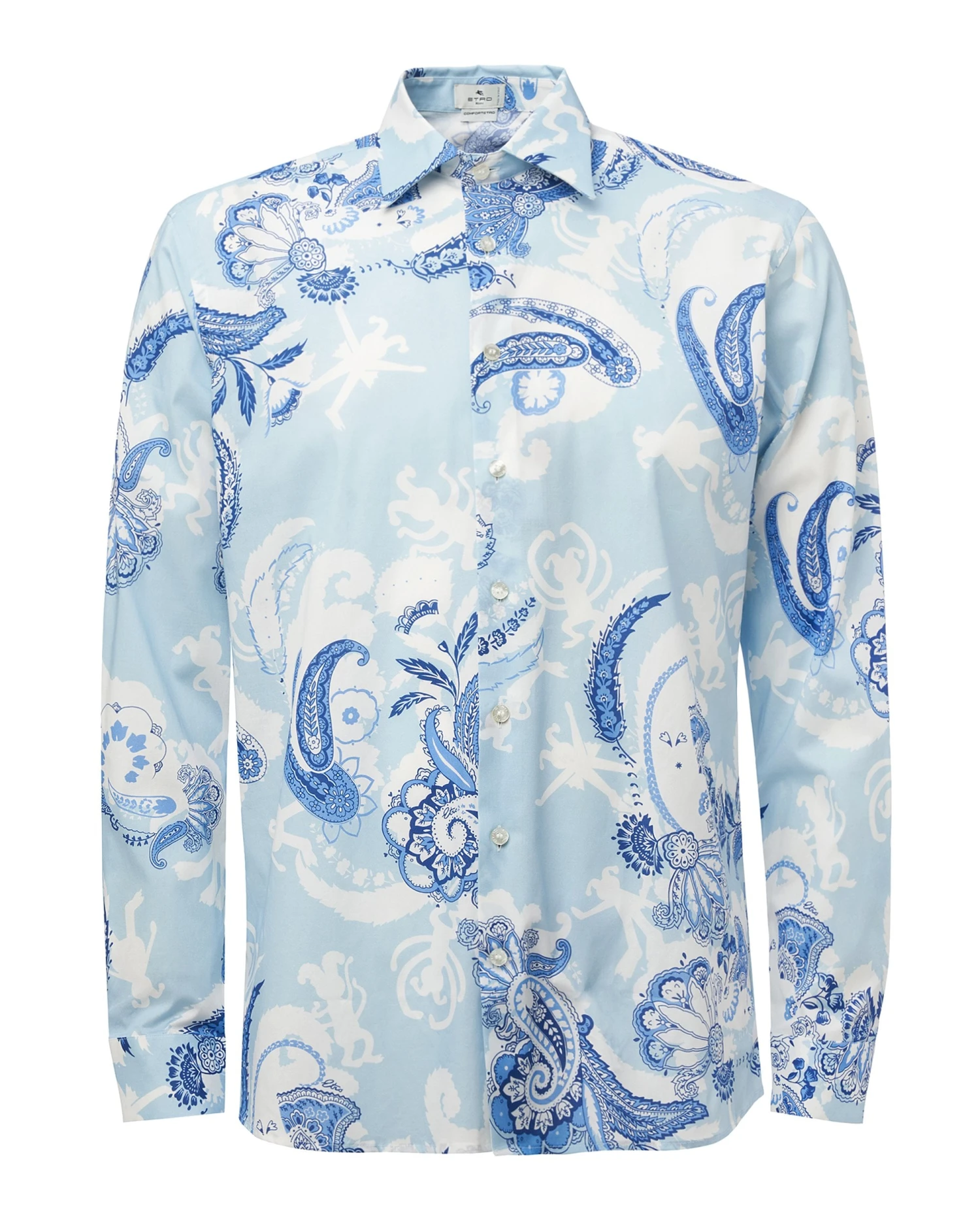 Etro Mens Light Blue Floral Paisley Print Shirt 3 Etro Mens Light Blue Floral Paisley Print Shirt