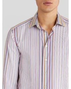 Etro Mens Three Fabric Multicoloured Striped Cotton Shirt -Boszz Clothing Shop etro mens three fabric multicoloured striped cotton shirt p40024 221640 zoom