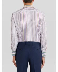 Etro Mens Three Fabric Multicoloured Striped Cotton Shirt -Boszz Clothing Shop etro mens three fabric multicoloured striped cotton shirt p40024 221646 zoom