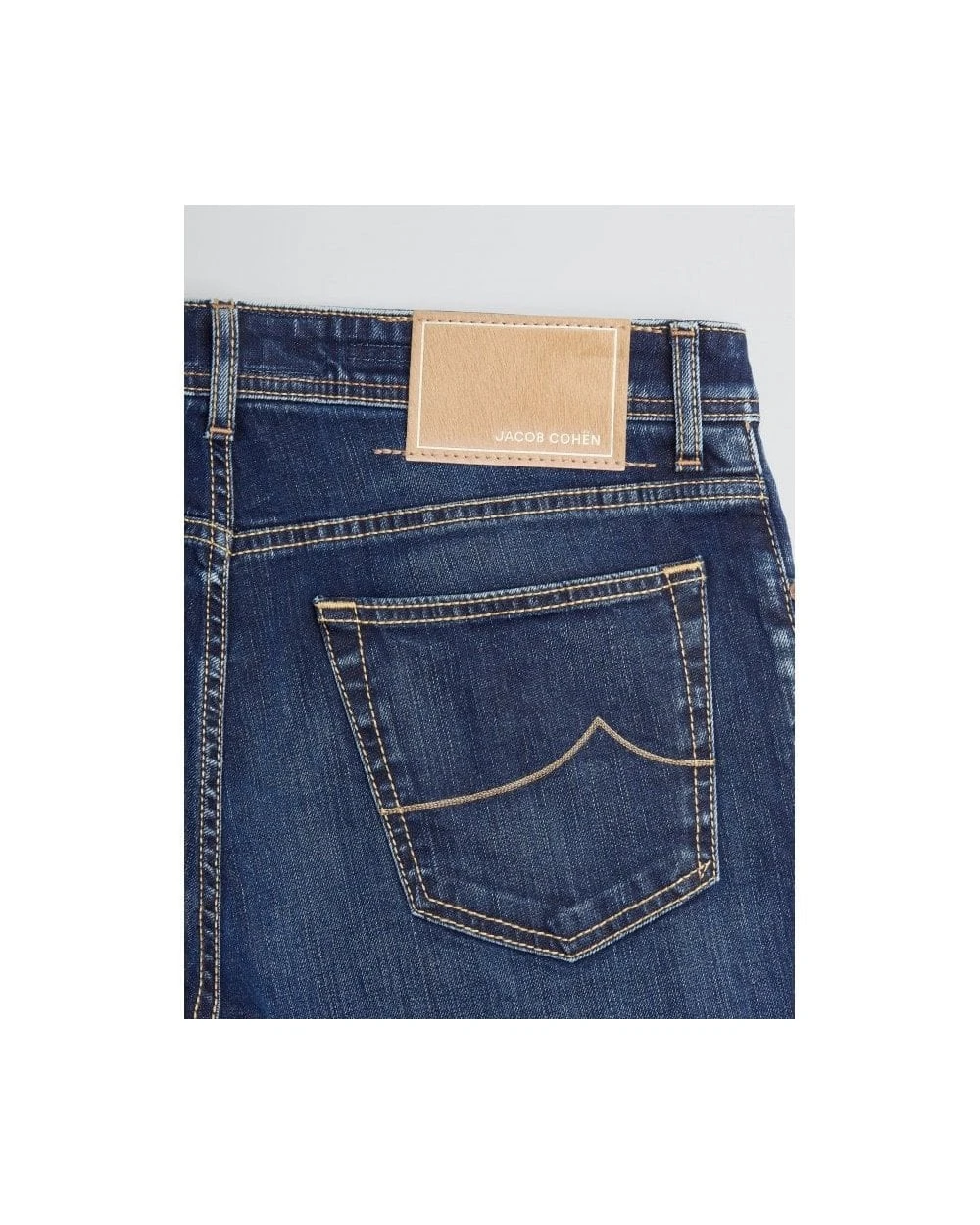 Jacob Cohen Mens Bard Beige Patch Jeans Dark Blue Denim 4 Jacob Cohen Mens Bard Beige Patch Jeans Dark Blue Denim - Image 2