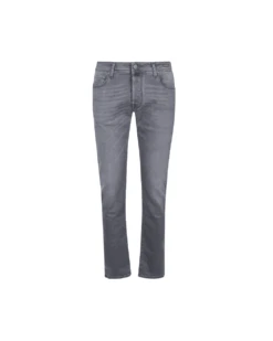 Jacob Cohen Mens Bard Leather Patch Jeans Grey