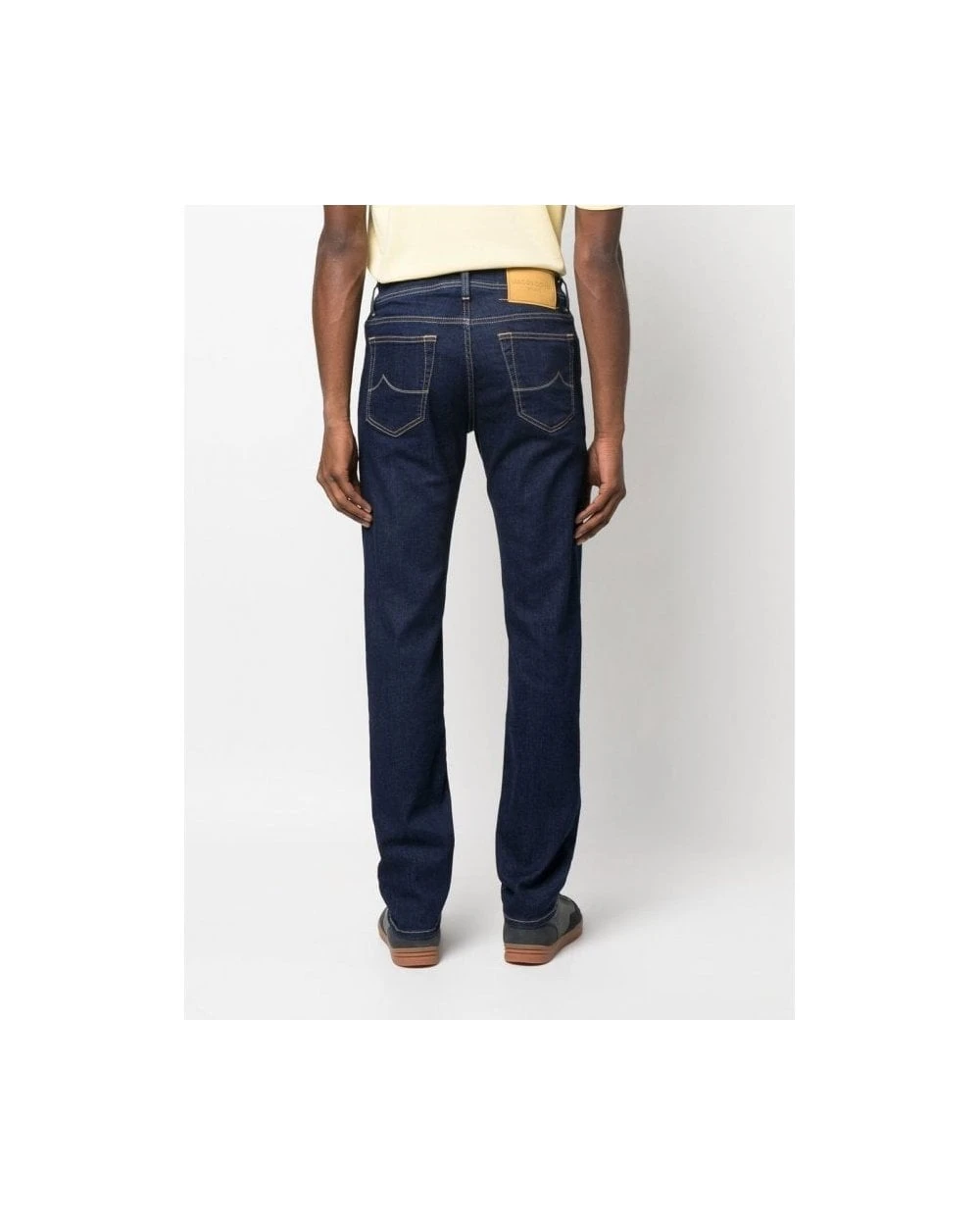 Jacob Cohen Mens Bard Suede Patch Jeans Dark Indigo Rinse Denim 4 Jacob Cohen Mens Bard Suede Patch Jeans Dark Indigo Rinse Denim - Image 2