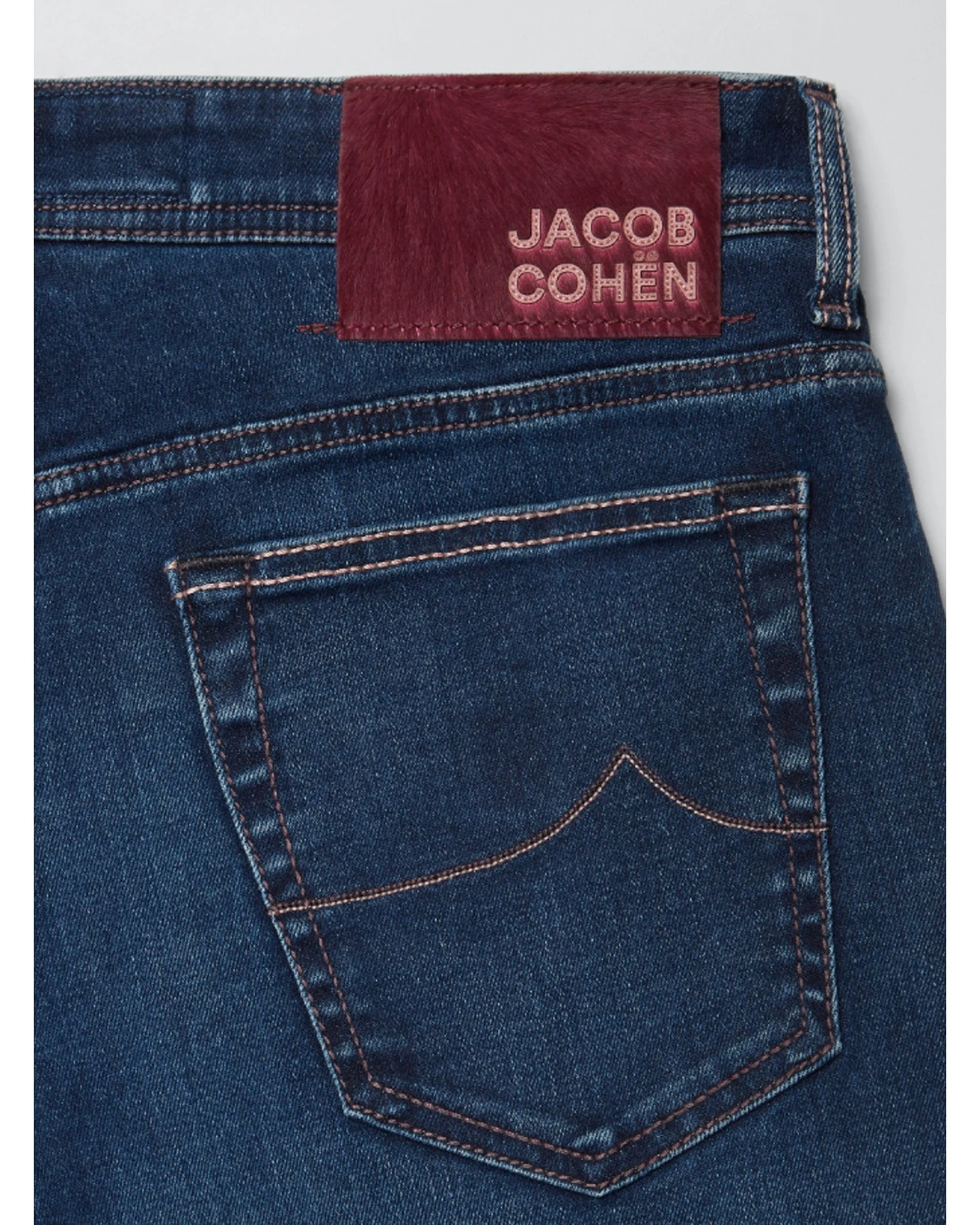 Jacob Cohen Mens Burgundy Patch Bard Jeans Mid Wash 5 Jacob Cohen Mens Burgundy Patch Bard Jeans Mid Wash - Image 3