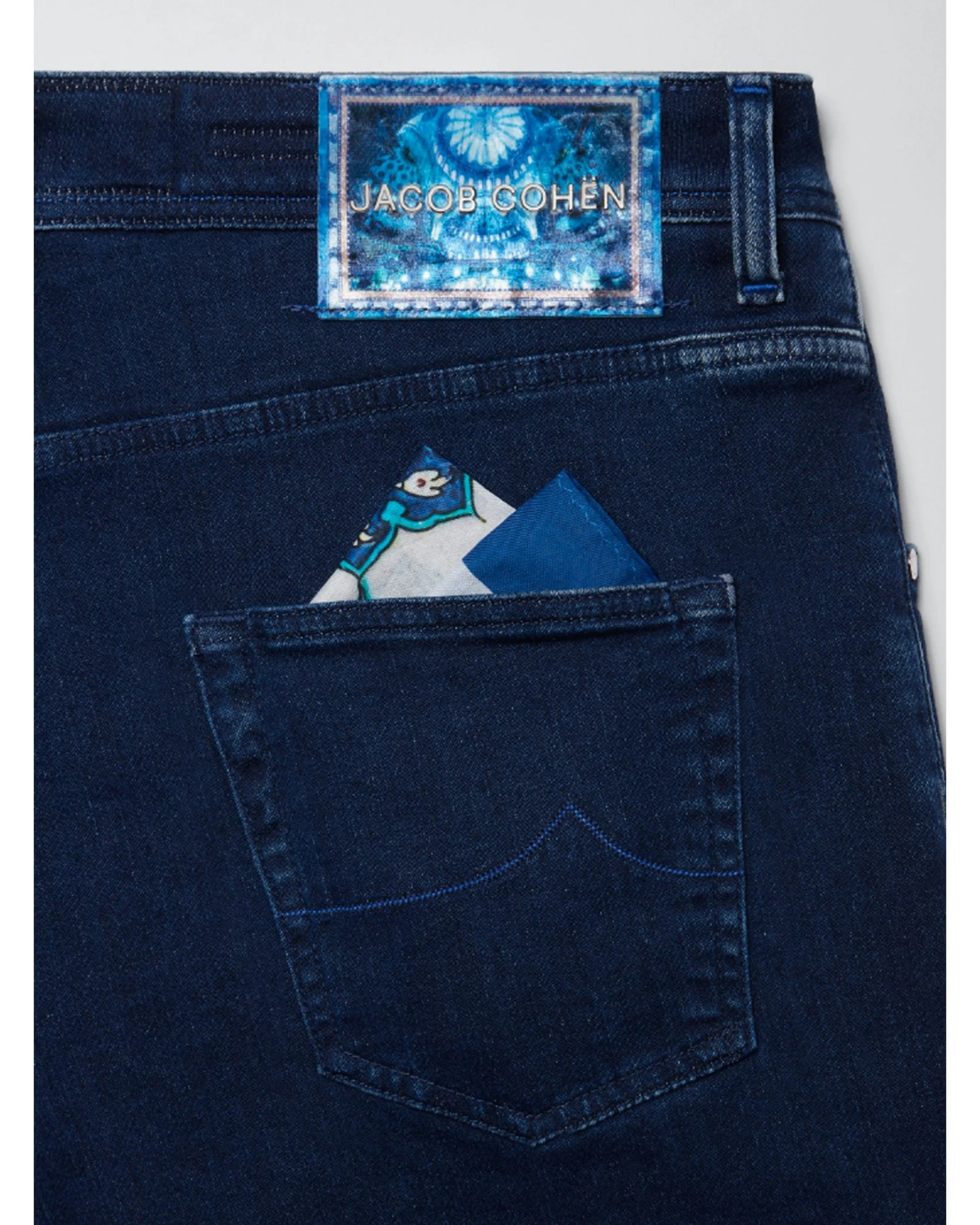 Jacob Cohen Mens Mosaic Patch Bard Jeans Blue Wash 4 Jacob Cohen Mens Mosaic Patch Bard Jeans Blue Wash - Image 2