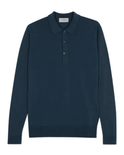 John Smedley Mens Belpers Polo Shirt Smoke Blue
