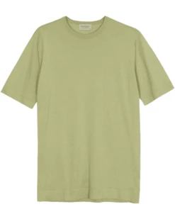 John Smedley Mens Lorca Cotton T Shirt Desert Green