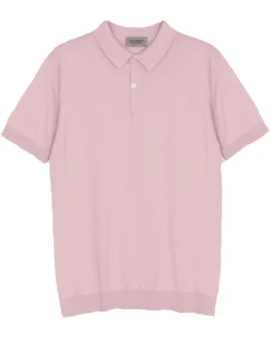 John Smedley Mens Rhodes Cotton Polo Shirt Chalk Pink