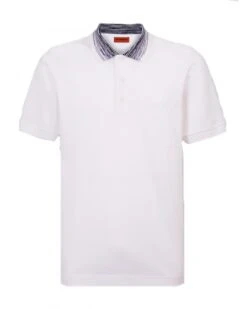 Missoni Mens Space Collar Polo Shirt White