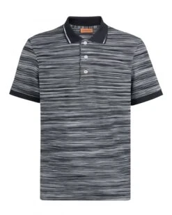 Missoni Mens Space Dye Polo Shirt Black White