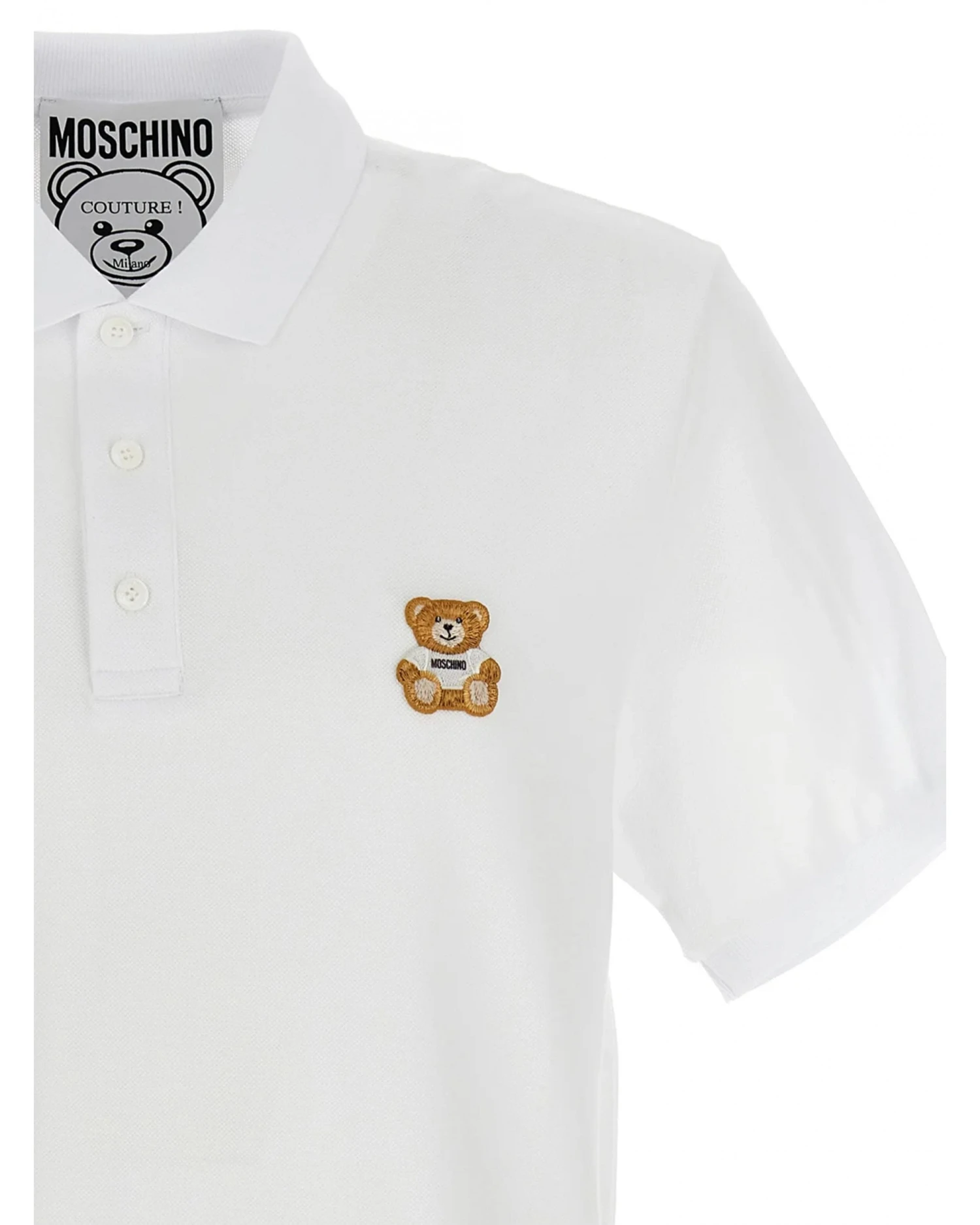 MOSCHINO Mens Teddy Polo Shirt White 5 MOSCHINO Mens Teddy Polo Shirt White - Image 3