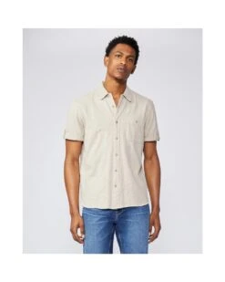 Paige Jeans Mens Brayden Vanilla Buff Short Sleeved Shirt