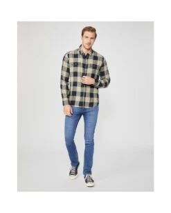 Paige Jeans Mens Everett Silver Ink Plaid Flannel Shirt -Boszz Clothing Shop paige jeans mens everett silver ink plaid flannel shirt p42018 254076 image