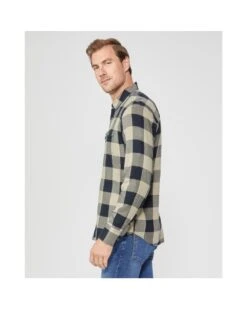 Paige Jeans Mens Everett Silver Ink Plaid Flannel Shirt -Boszz Clothing Shop paige jeans mens everett silver ink plaid flannel shirt p42018 254080 image