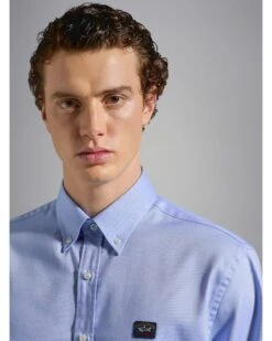 Paul&Shark Paul & Shark Mens Short Sleeved Oxford Shirt Sky Blue -Boszz Clothing Shop paul shark mens short sleeved oxford shirt sky blue p44701 282459 zoom