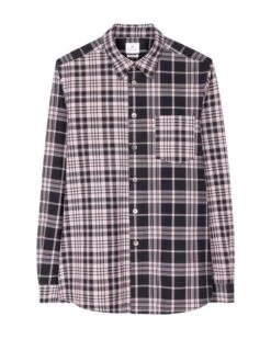 Paul Smith Mens Black/Lilac Contrast Check Shirt