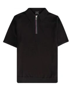 Paul Smith Mens Black Sports Stripe Placket Polo Shirt