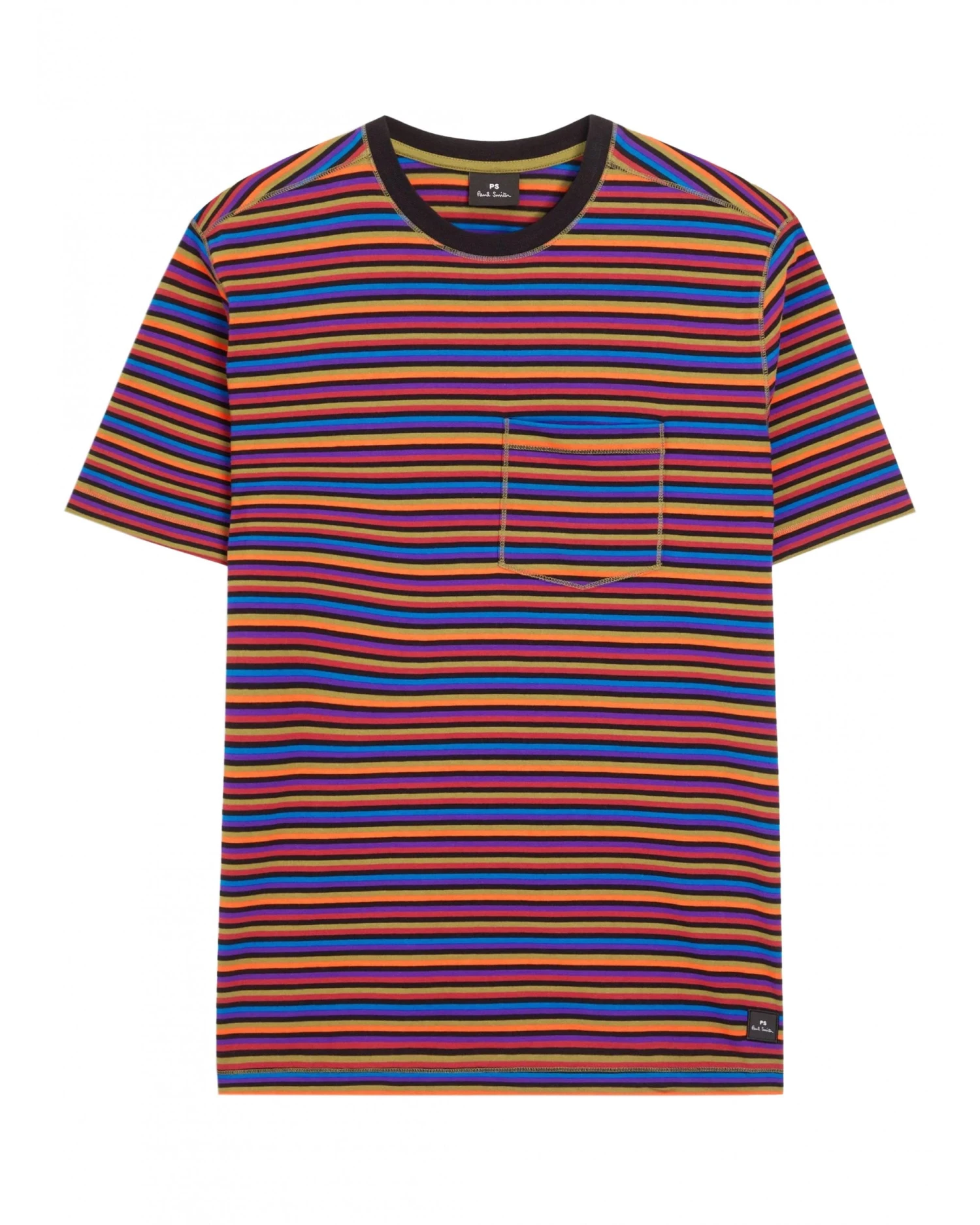 Paul Smith Mens Multi Stripe Chest Pocket T Shirt, Multicoloured Tee 3 Paul Smith Mens Multi Stripe Chest Pocket T Shirt, Multicoloured Tee