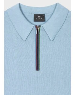 Paul Smith Mens Sky Blue Sports Stripe Placket Polo Shirt -Boszz Clothing Shop paul smith mens sky blue sports stripe placket polo shirt p43229 261473 zoom