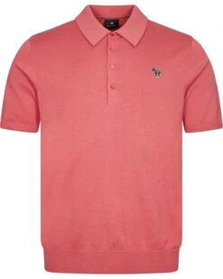 Paul Smith Mens Zebra Knit Polo Shirt Raspberry Pink