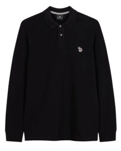 Paul Smith Mens Zebra Long Sleeve Polo Shirt Black
