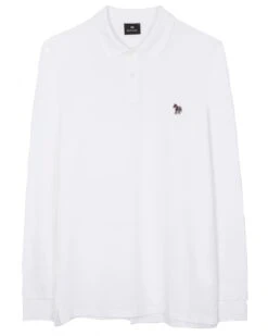 Paul Smith Mens Zebra Long Sleeve Polo Shirt White