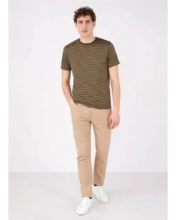 Sunspel Mens Classic English Stripe T Shirt, Caper/Dark Moss Tee -Boszz Clothing Shop sunspel mens classic english stripe t shirt caper dark moss tee p41701 249040 image