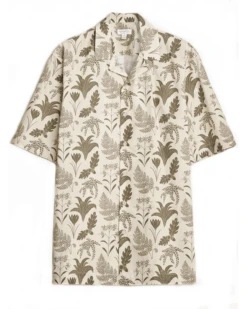 Sunspel Sunspel Mens Katie Scott Floral Print Shirt Ecru Beige