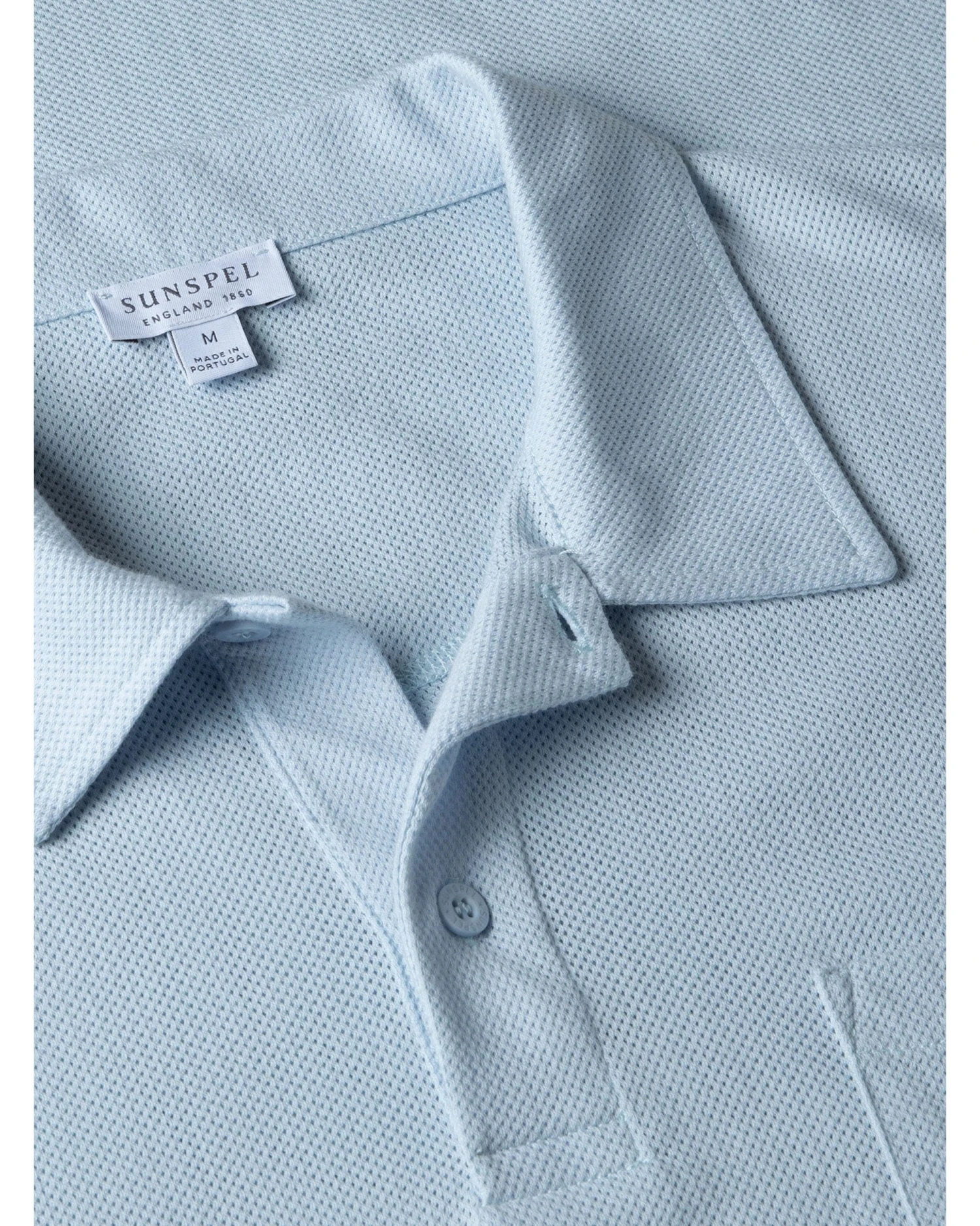 Sunspel Mens Riviera Polo Shirt Light Blue 6 Sunspel Mens Riviera Polo Shirt Light Blue - Image 4