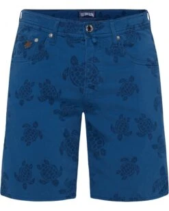 Vilebrequin Mens Bermuda Turtle Print Shorts Blue