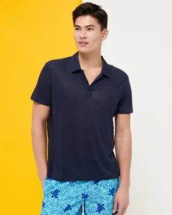 Vilebrequin Mens Linen Jersey Polo Shirt Navy -Boszz Clothing Shop vilebrequin mens linen jersey polo shirt navy p42450 267421 image