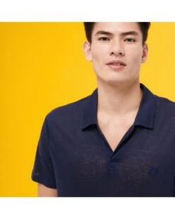 Vilebrequin Mens Linen Jersey Polo Shirt Navy -Boszz Clothing Shop vilebrequin mens linen jersey polo shirt navy p42450 267429 image