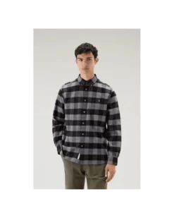 WOOLRICH Mens Traditional Flannel Shirt Black Grey -Boszz Clothing Shop woolrich mens traditional flannel shirt black grey p44153 278598 image